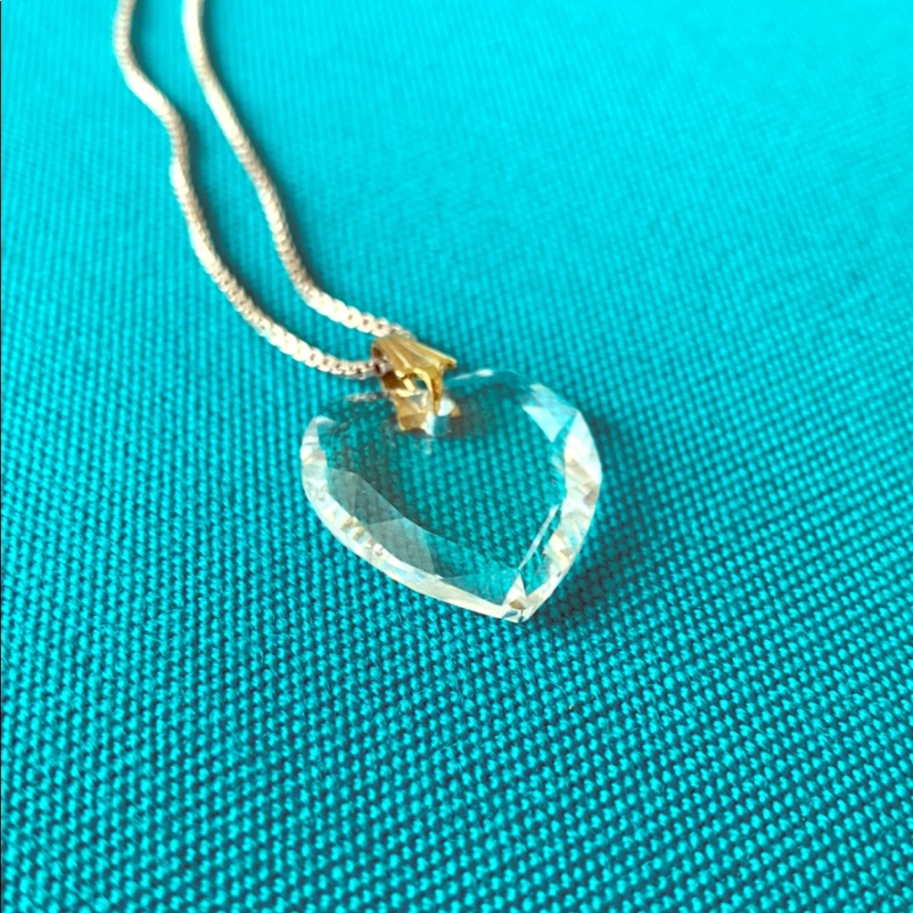 Heart Shaped Crystal and Gold Pendant Necklace